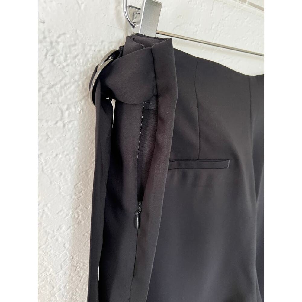 NEW! Express Women's High Waisted Belted Wrap Wide Leg Pant 12 L Black $98 - Picture 7 of 11